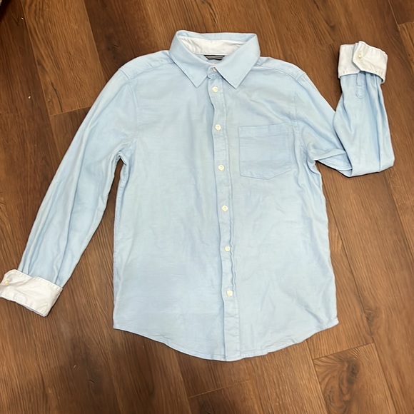 Boys XL (14-16) blue /white long sleeve button down dress shirt - Picture 1 of 8